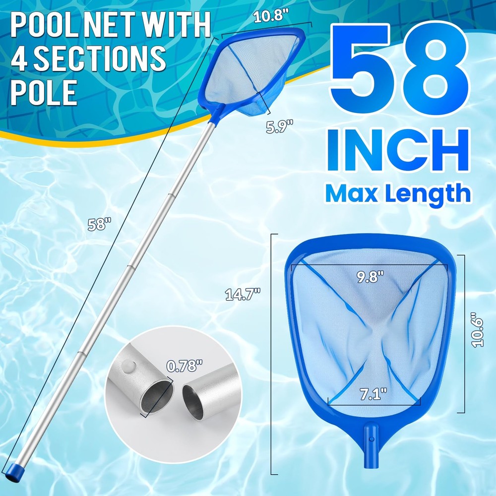 Premium Pool Skimmer Net with Adjustable Poles for Easy Leaf Removal