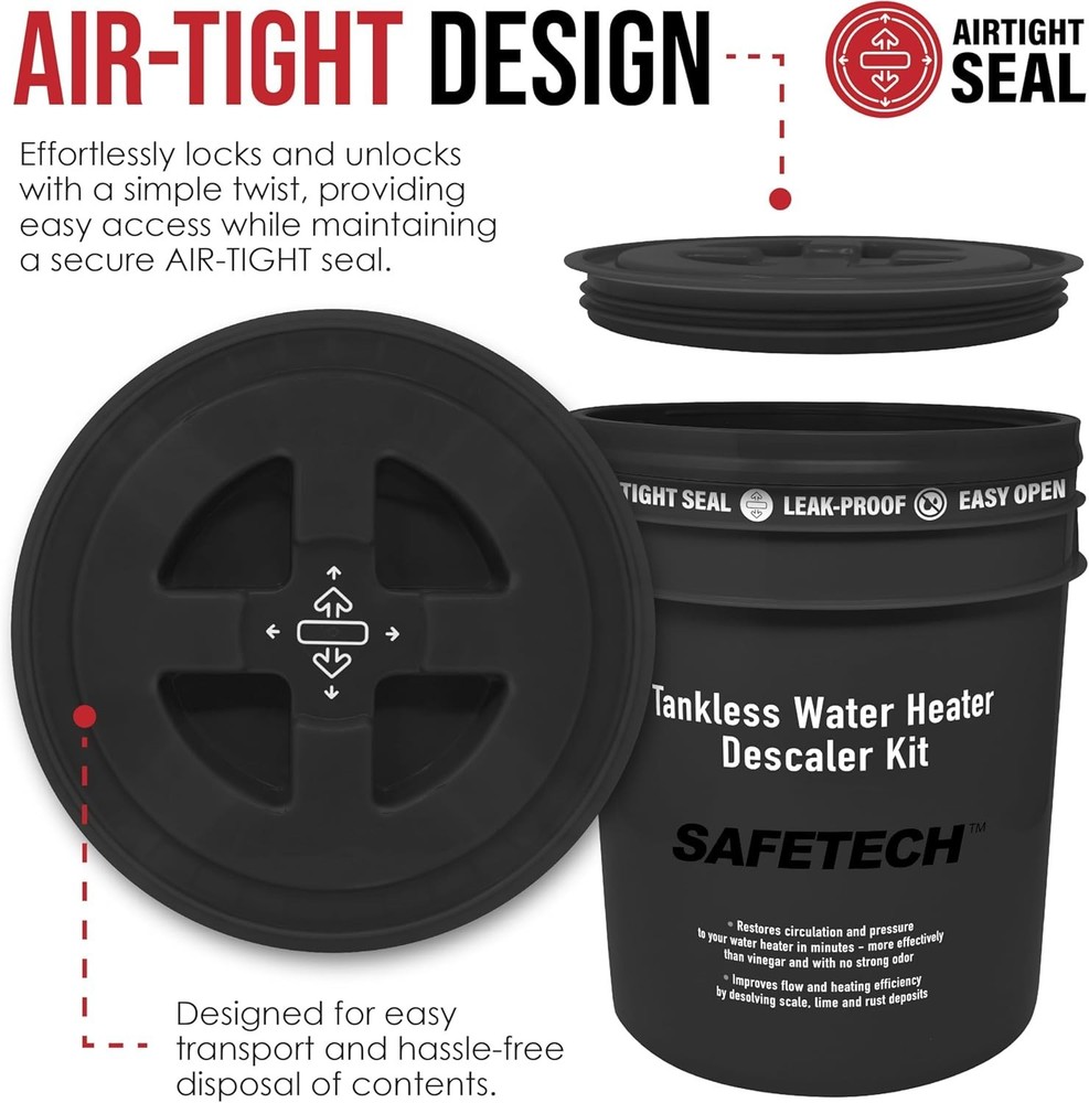 Safetech Tankless Water Heater Flushing Kit with 4 Quarts Descaler