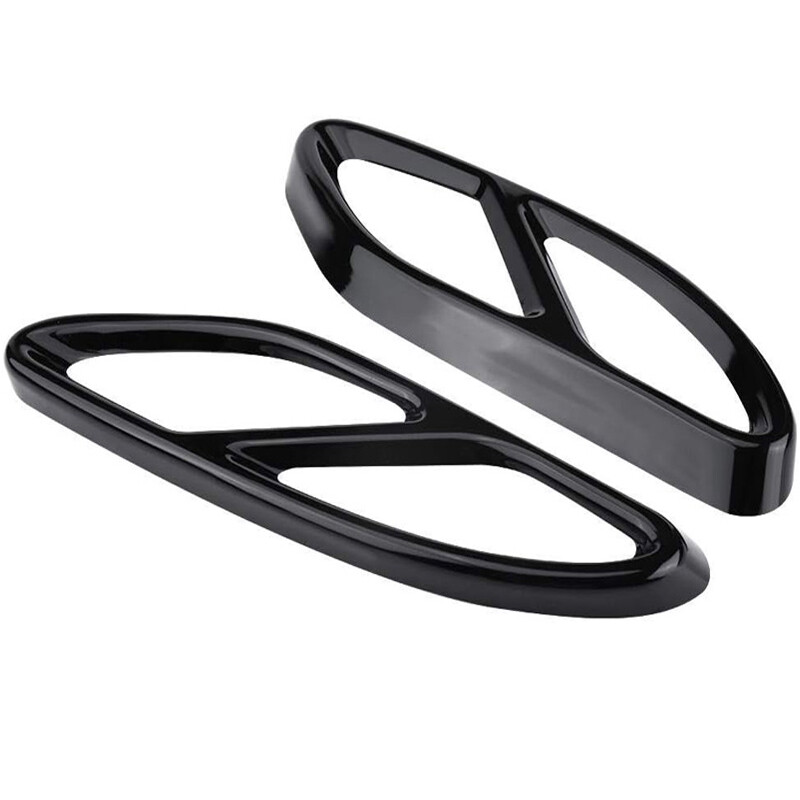 Black Steel Exhaust Tips For 2016-2023 Mercedes E-Class E300 E350 E400 E450 E550