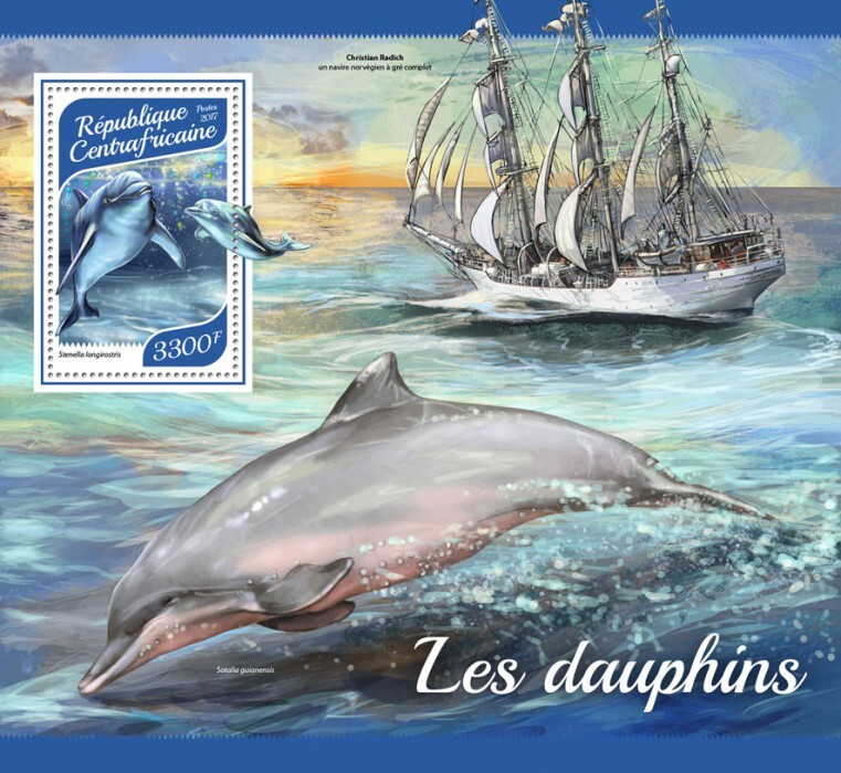 2017 Centrafrique - Dolphins. Y&T Code:  1209  |  Michel Code: 7519 / Bl.1704