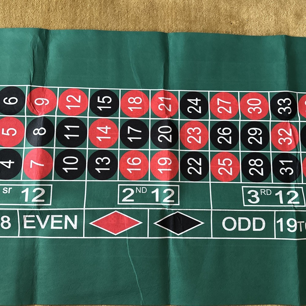 Large Craps & Roulette Table Top Felt Double Sided 70” X 35”