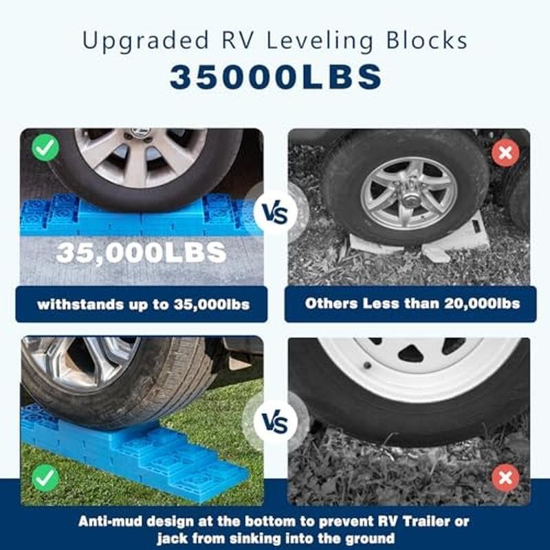 Heavy Duty RV Leveling Blocks 12 Pack Interlocking Storage Bag Sturdy Support US
