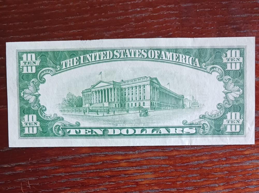 1934C 10 Dollar , Error Note. See front pic n description