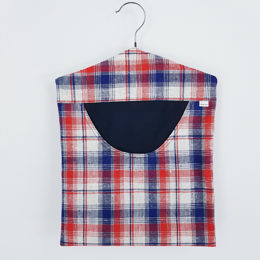 Peg Bag Handmade Blue Red White Checked Pattern Lined Laundry Clothes Peg Holder