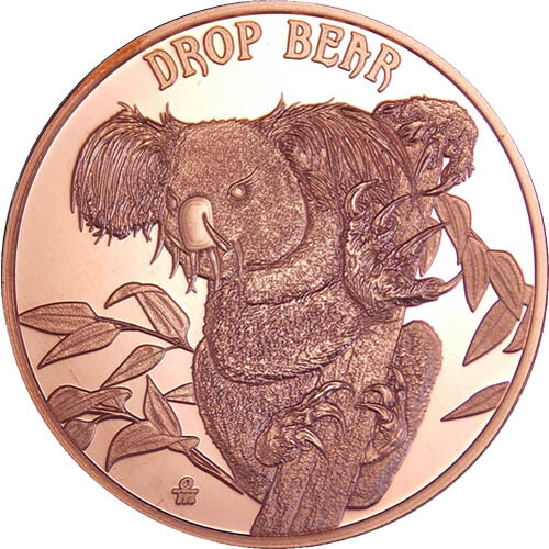 Cryptid Creatures Series DROP BEAR 1 oz Copper Round - FREE Ship TODAY!!