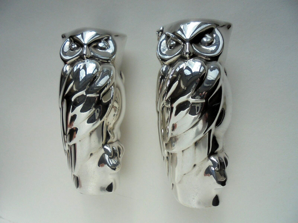 Rare Tiffany & Co Silver Owl Candlesticks