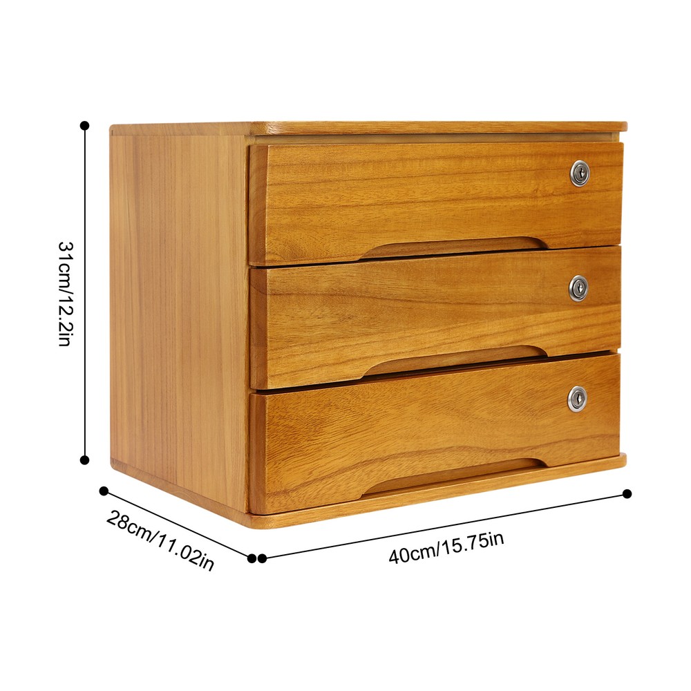 Wooden Desktop Storage Cabinet Desktop Storage Box with Lockable Drawers