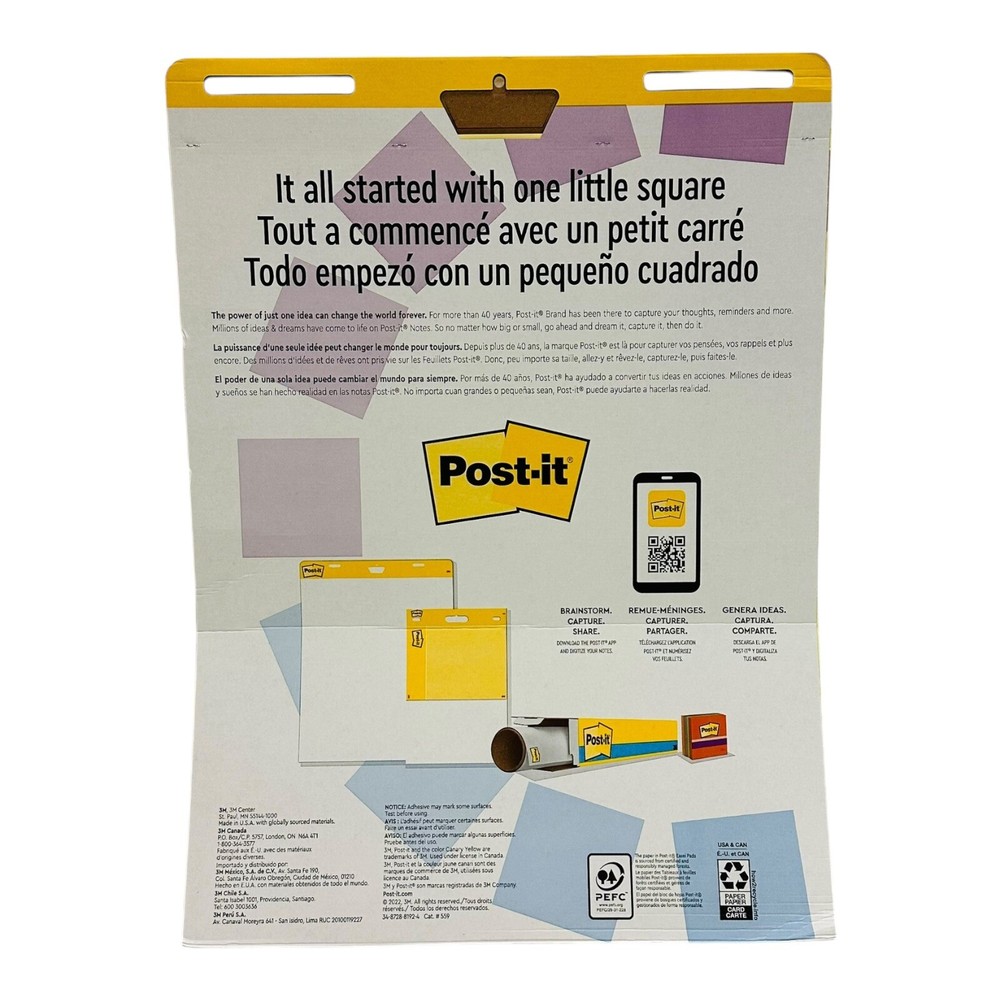 4 Pads Post-it Lined Easel Pad Super Sticky 25" x 30" Yellow 30 Sheets *Read*
