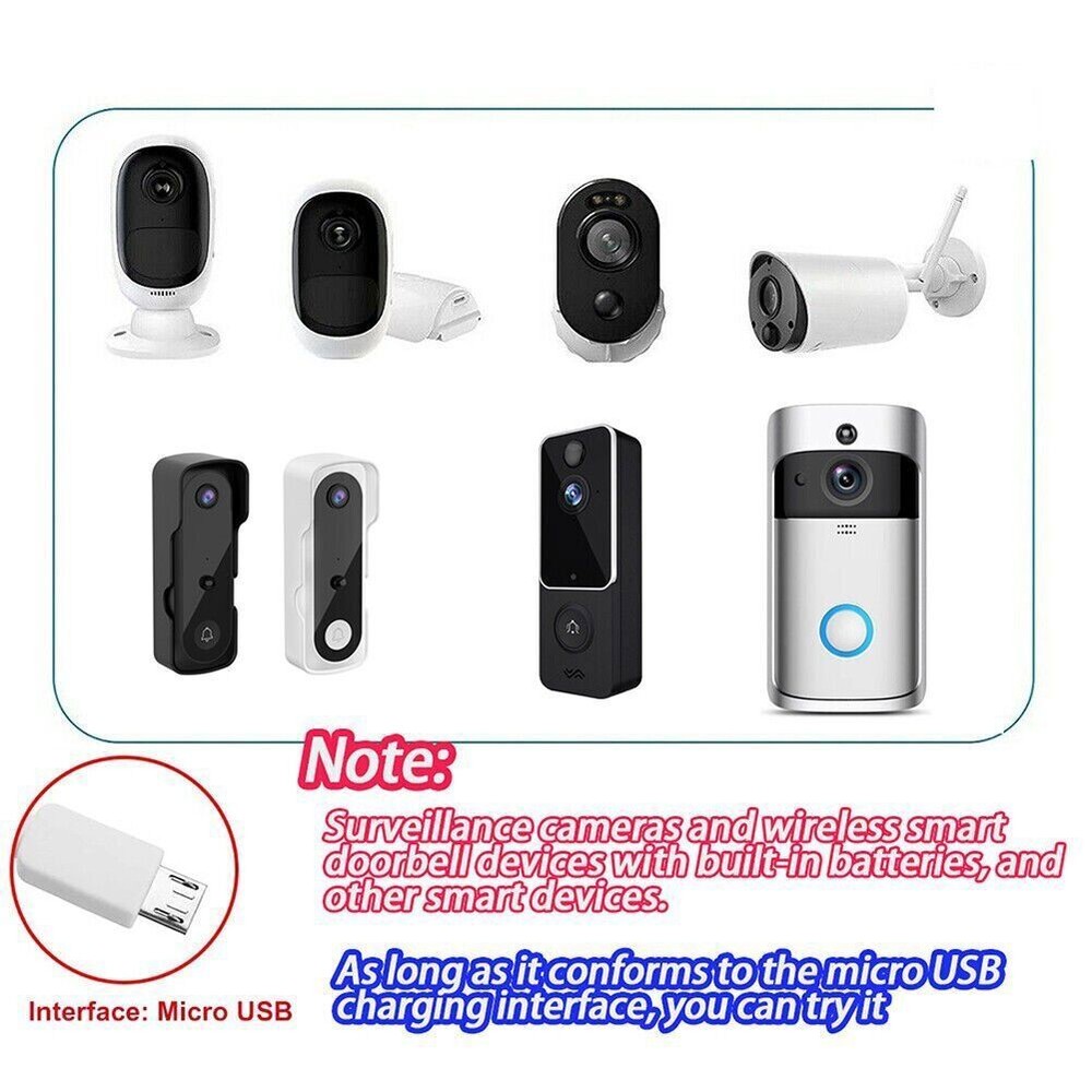 Solar Battery Charger Micro USB+Type-C Charging Solar Panel for Security Camera