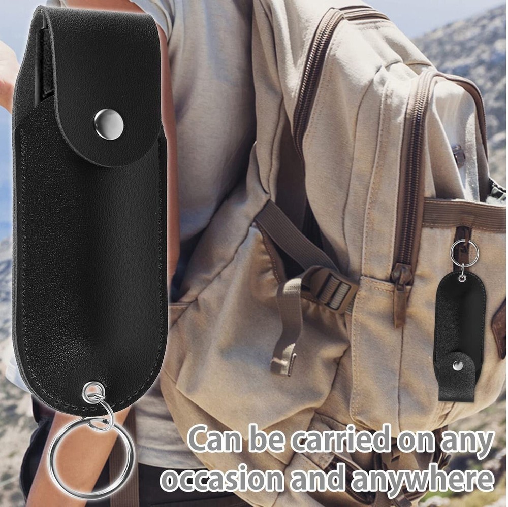 4 PACK BURN Pepper Spray Keychain Holster Case 1/2oz Self Defense Security Black