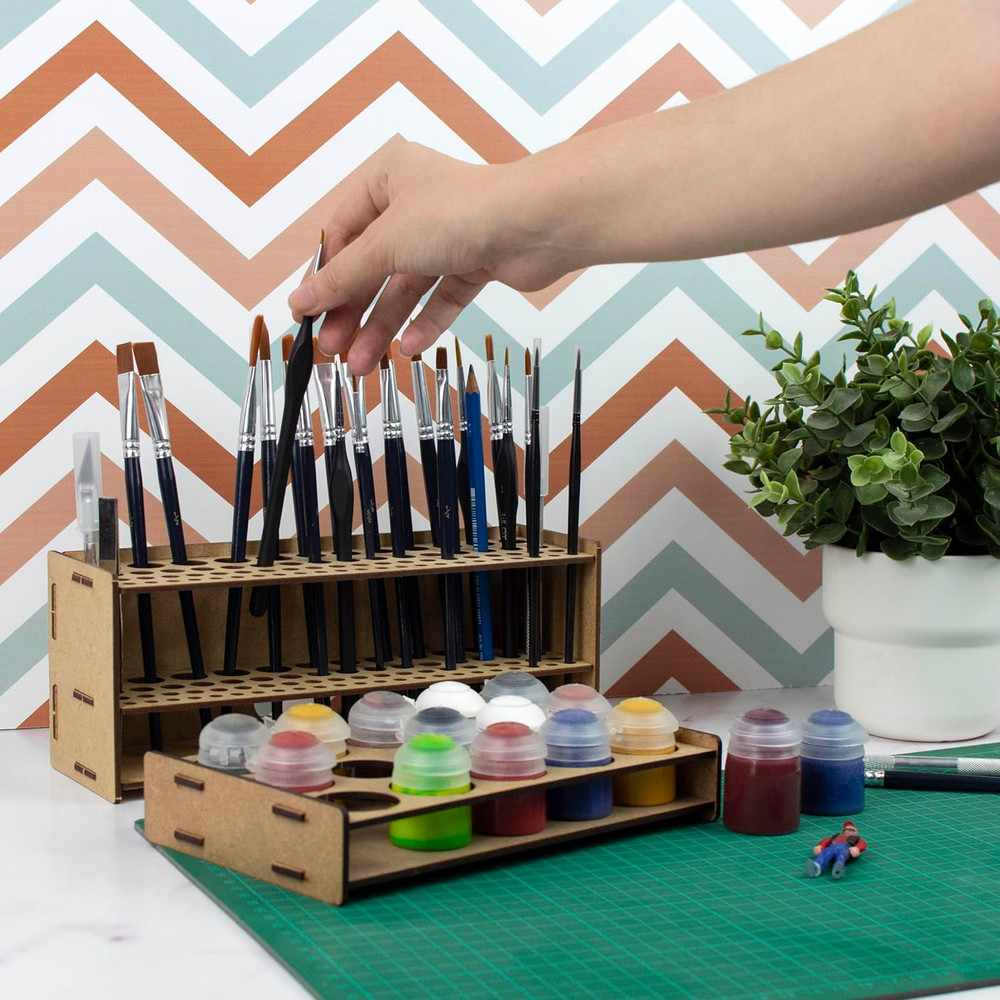 Tool & Brush Organizer for Miniatures & Modeling, Versatile Tabletop or Wall Hol