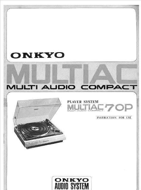Onkyo MULTIAC-70P Audio System Owners Manual