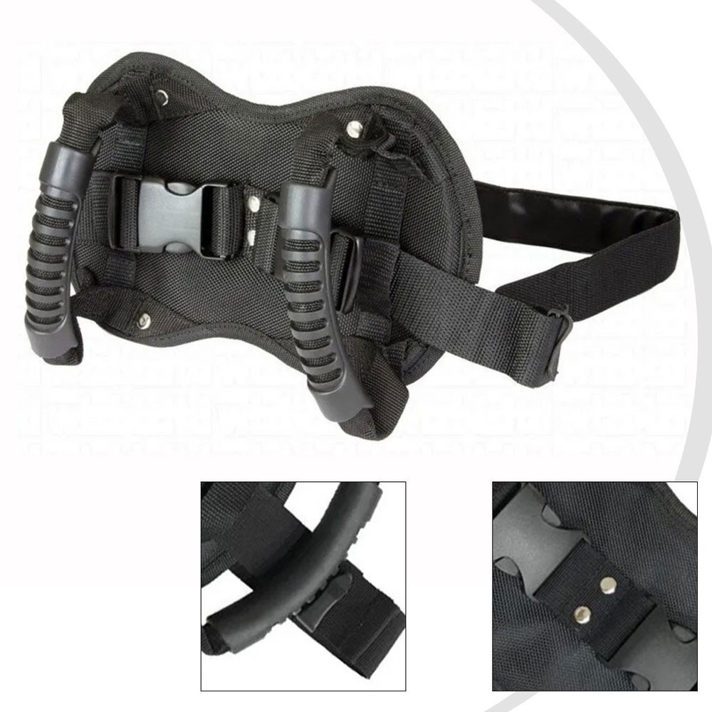 Motorcycle Passenger Hand Strap with Breathable Mesh and Adjustable Belt