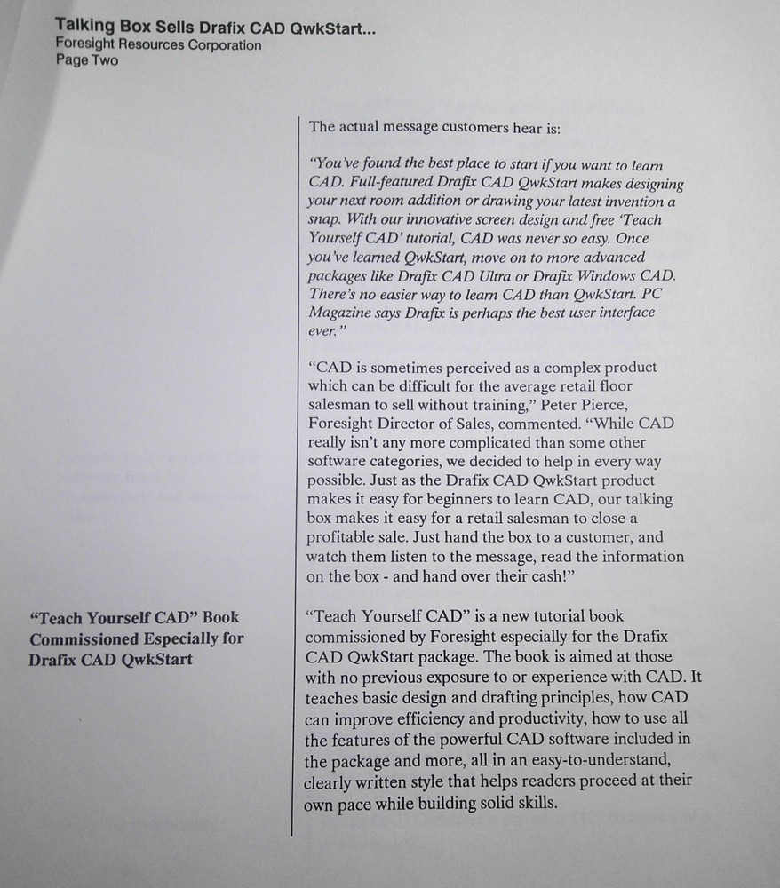 1989 Drafix Windows CAD Press Kit, by Foresight Resources