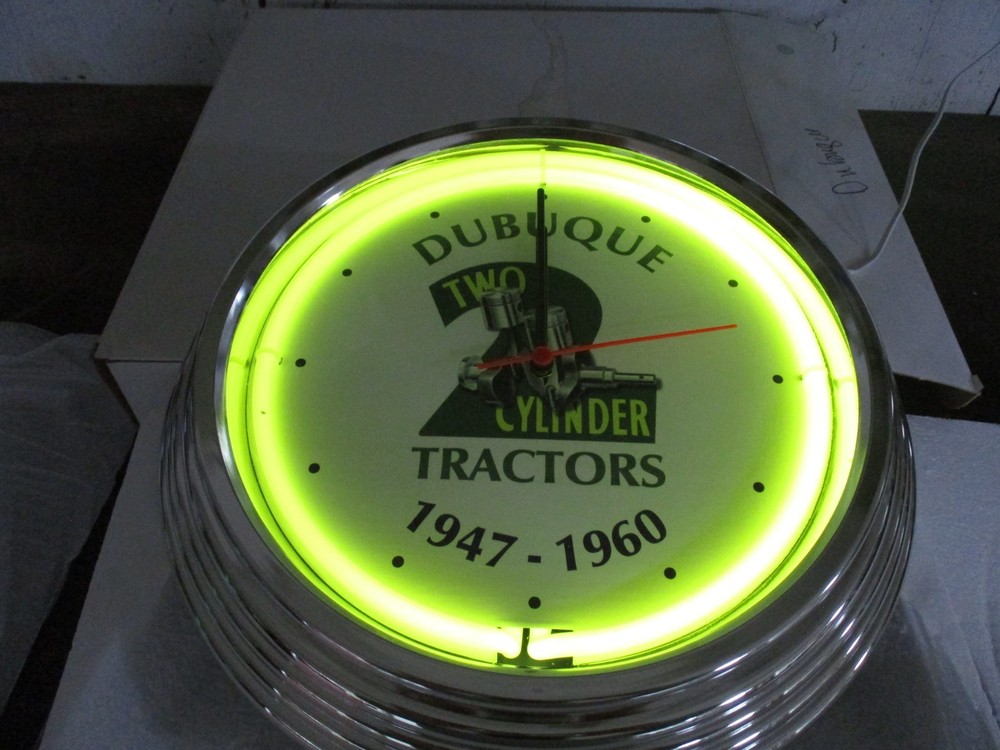 John Deere Dubuque two cylinder tractors neon clock
