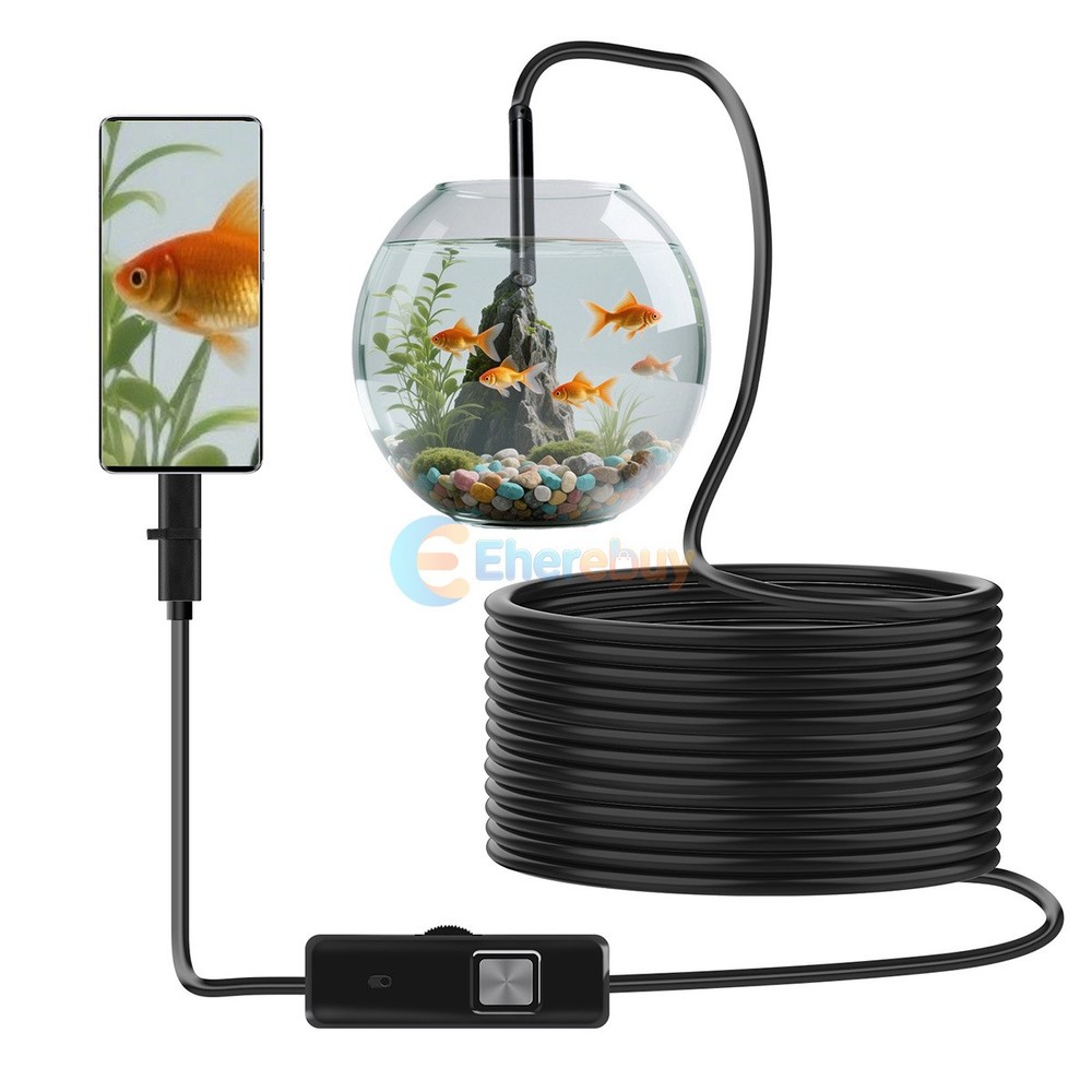 6.6ft USB Snake Endoscope Borescope HD Inspection Camera Scope Fr Android Type C