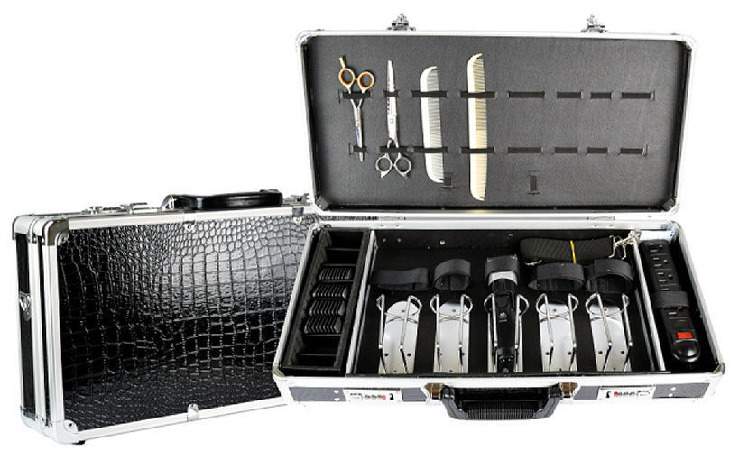 Common Wealth Silver Barber Lock Case Organizer Clippers Trimmers Tools Holder
