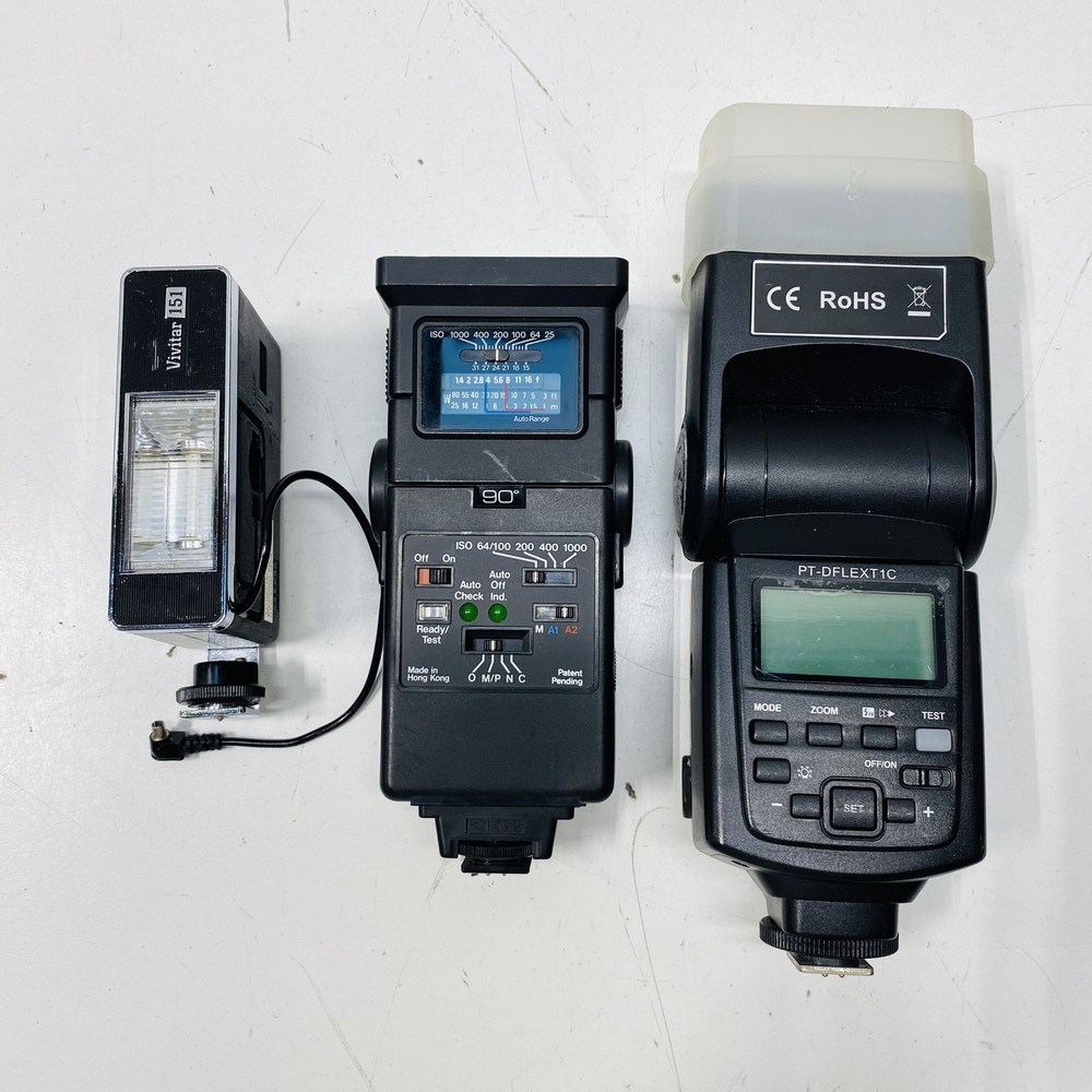 Lot of 9 Assorted Camera Flashes