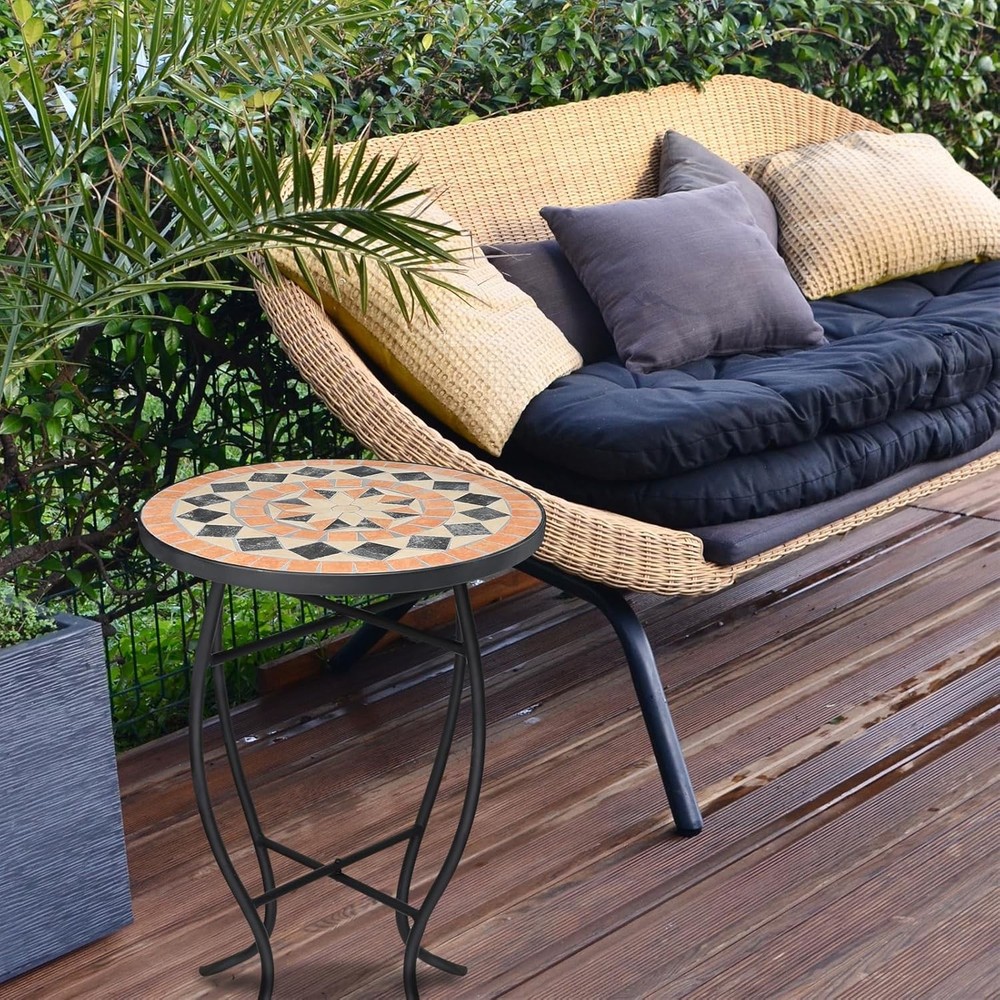 Mosaic Outdoor Side Table Small Patio Table Coffee Table Outside Accent Table