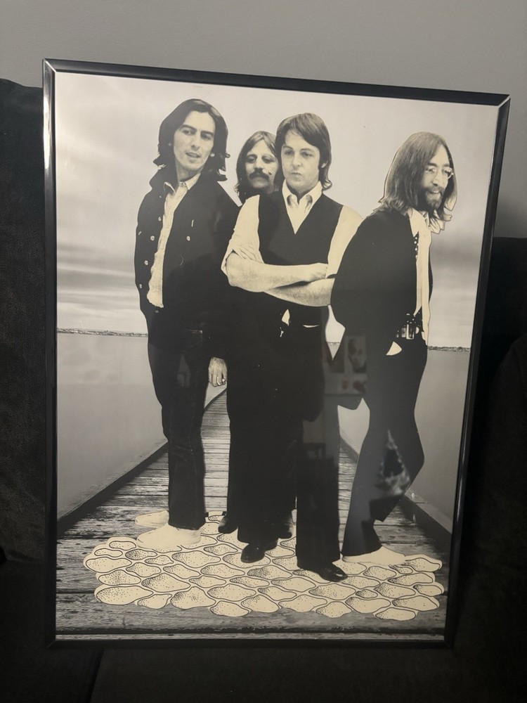 Original Rare Beatles 1960s Record Store Display Standee Framed
