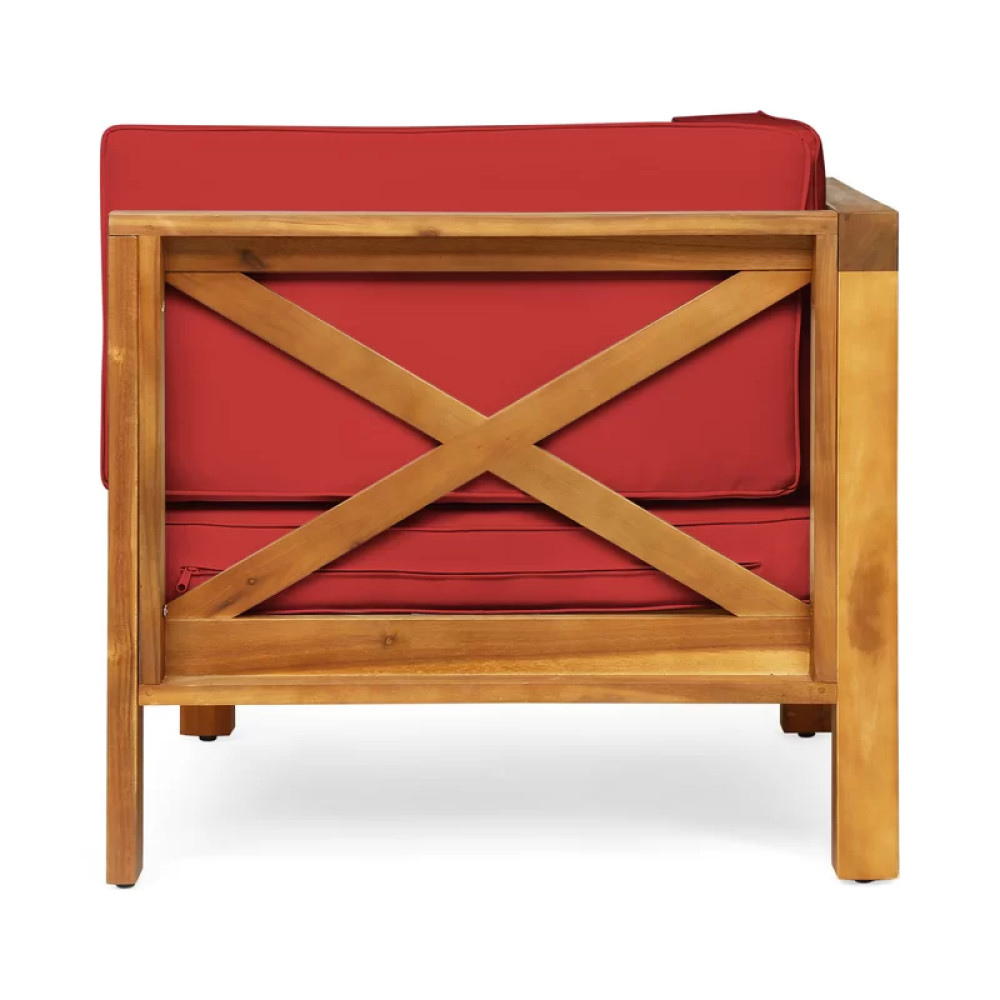 Modular Outdoor Loveseat w/ Coffee Table & Cross-Back Design
