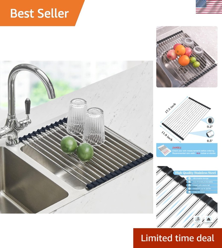 Compact and Sturdy Over Sink Dish Rack – Perfect for Small Kitchens 17.5"x11.8"