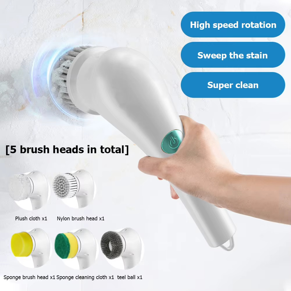 5Pcs Practical Replace Brush Head Set Convenient Electric Handheld Scrubber Head