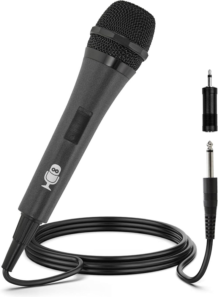 Singing Machine Wired Microphone for Karaoke, (Black) - Unidirectional Dynamic V