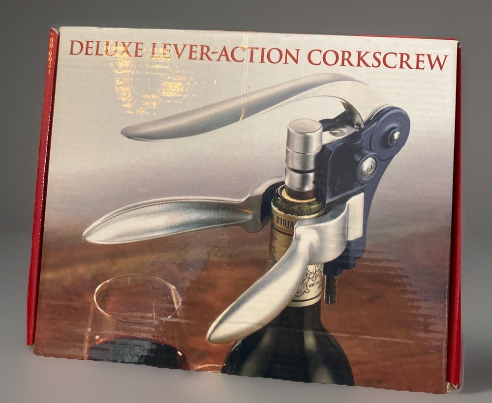 Deluxe Lever - Action Corkscrew Kit Wine Bottle Includes Foil Cutter Boxed Set