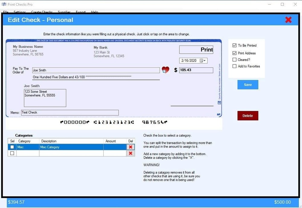 Pro - Check Printing Software for Windows 10/11