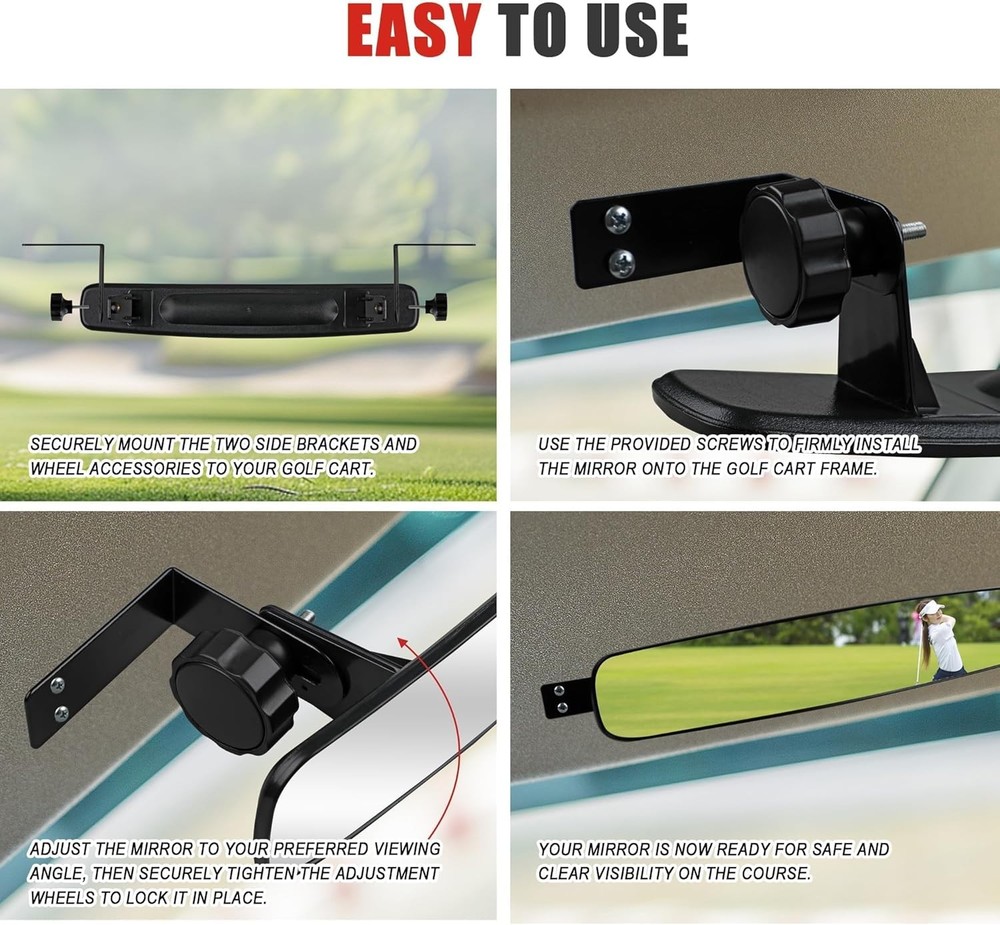 Golf Cart Rear View Mirror Universal Panoramic Wide Angle