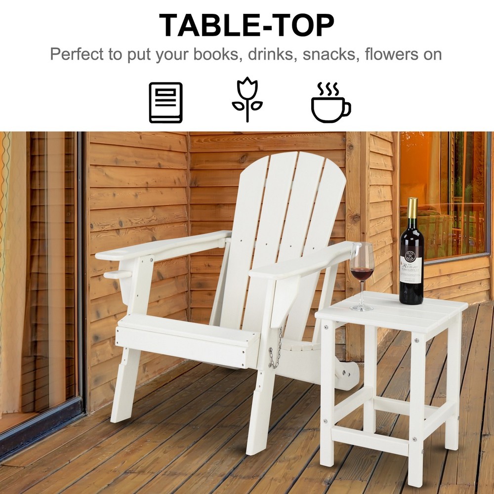 Square Side Table Pool Composite Patio Table HDPE End Tables for Backyard Garden