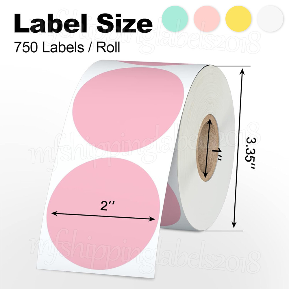 2" Round Direct Thermal Labels Self-Adhesive Sticker Zebra, Rollo & Munbyn Compt