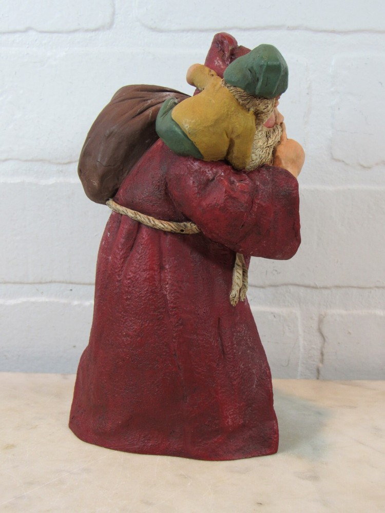 Santa w/ Elf Gnome SIGNED C. PARRISH 1990 FIGURINE