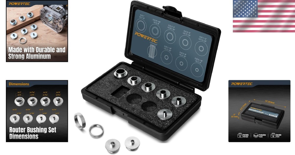 Versatile 10-Piece Router Bushing Guide Set - Perfect for Woodworking Projects