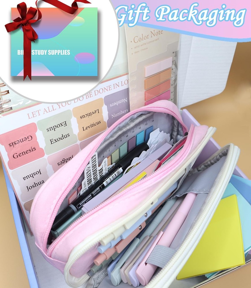 Bible Study Supplies Kit Journaling set with Tabs & Highlighter Pink