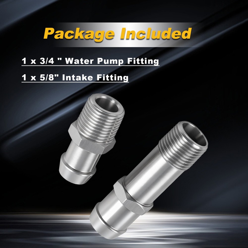 3/4" Water Pump Fitting & 5/8" Intake Fitting for Chevy Ford Chrysler