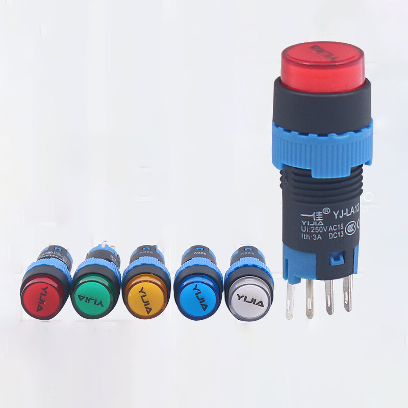 Latching/Momentary Round Push Button Switch 12mm 1 NO 1 NC LED Illuminated LA12