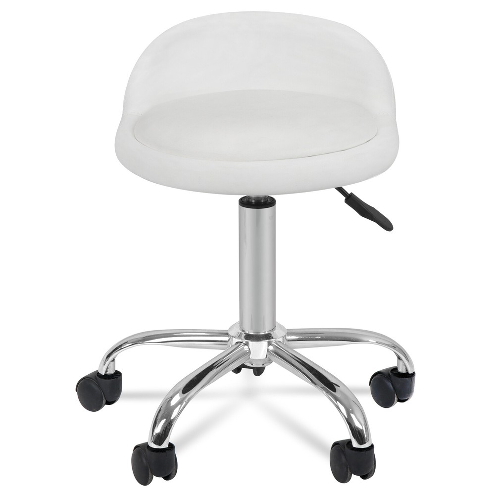 2 PCS Leather Salon Stool with Back Rest Saddle Rolling Hydraulic Spa Stools