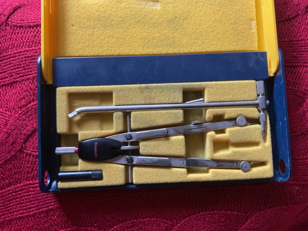Rare Vintage Rotring Compass set Boxed West Germany (1 Piece Missing)