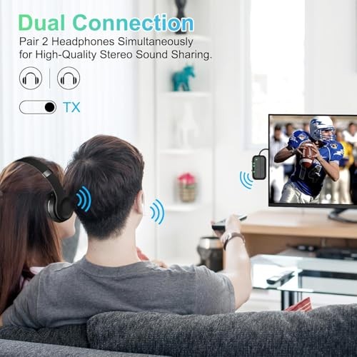 2026 Pro Bluetooth 5.4 Transmitter Receiver with Qualcomm Chipset,2-in-1 Black