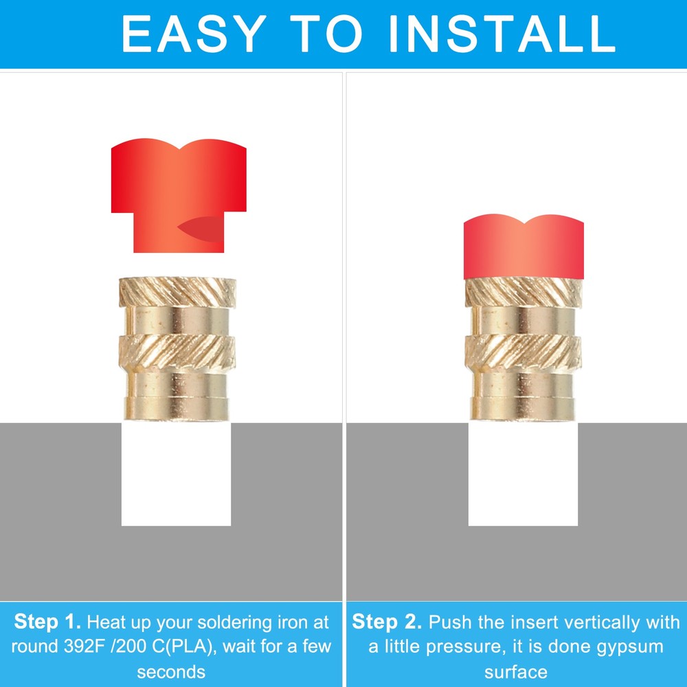 50 Pcs Brass Threaded Insert M1.2x2.5x2 mm for Plastic Components
