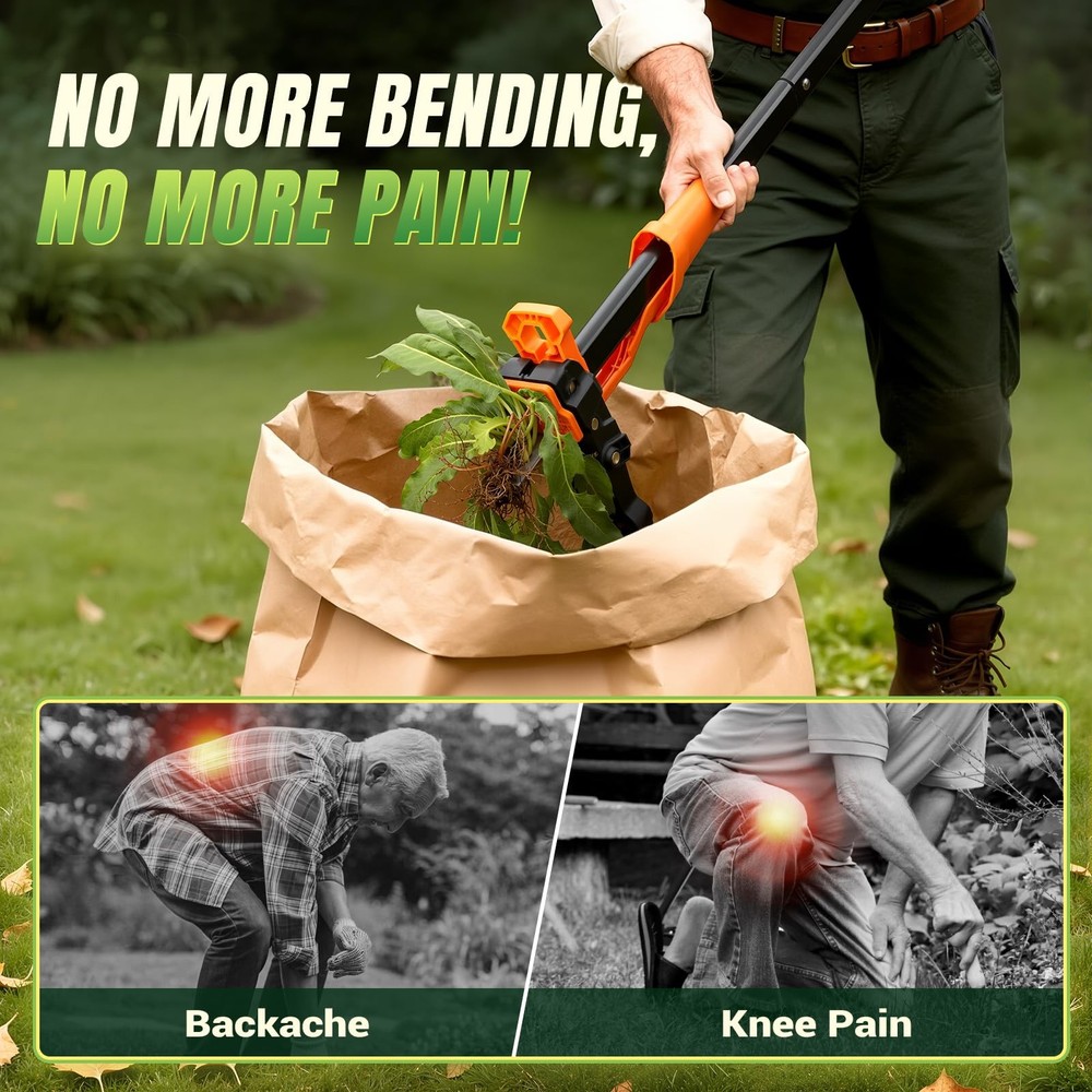 Stand Up Weed Puller Garden Root Remover Heavy Duty Weeder Tool Easy Eject