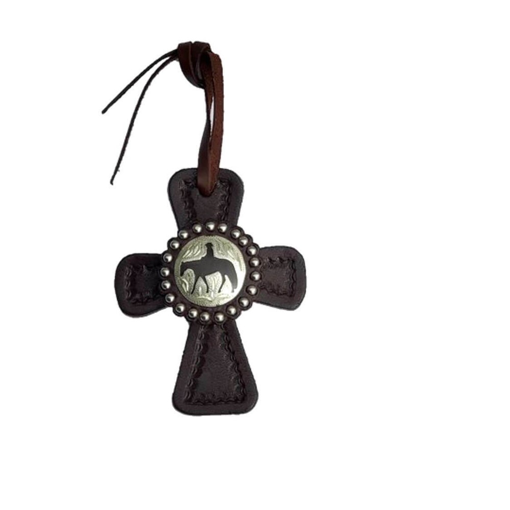Medium Oil Leather Crosses with Tooling and different Conchos