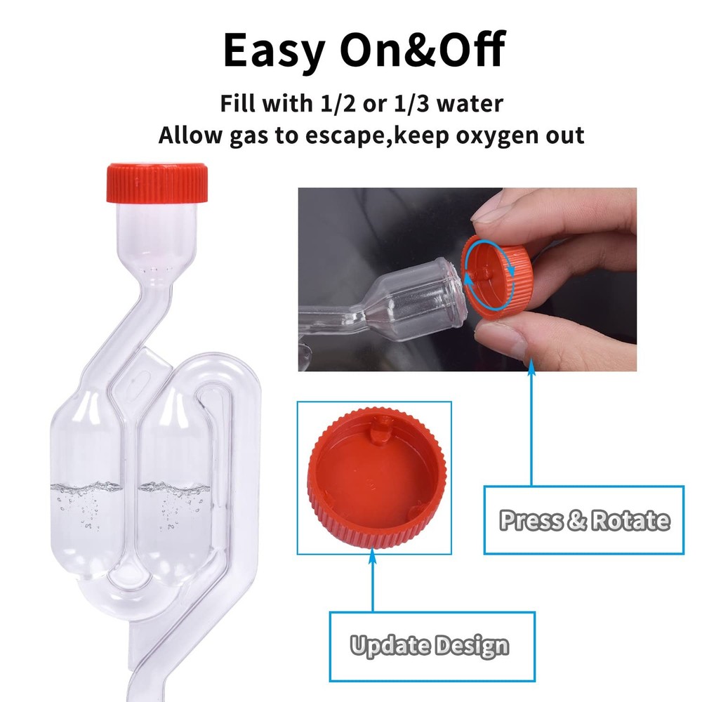 Zazolyne 5ct. S - Shape Airlock with # 6 Stopper 5pcs & Grommets 10pcs,Bubble...