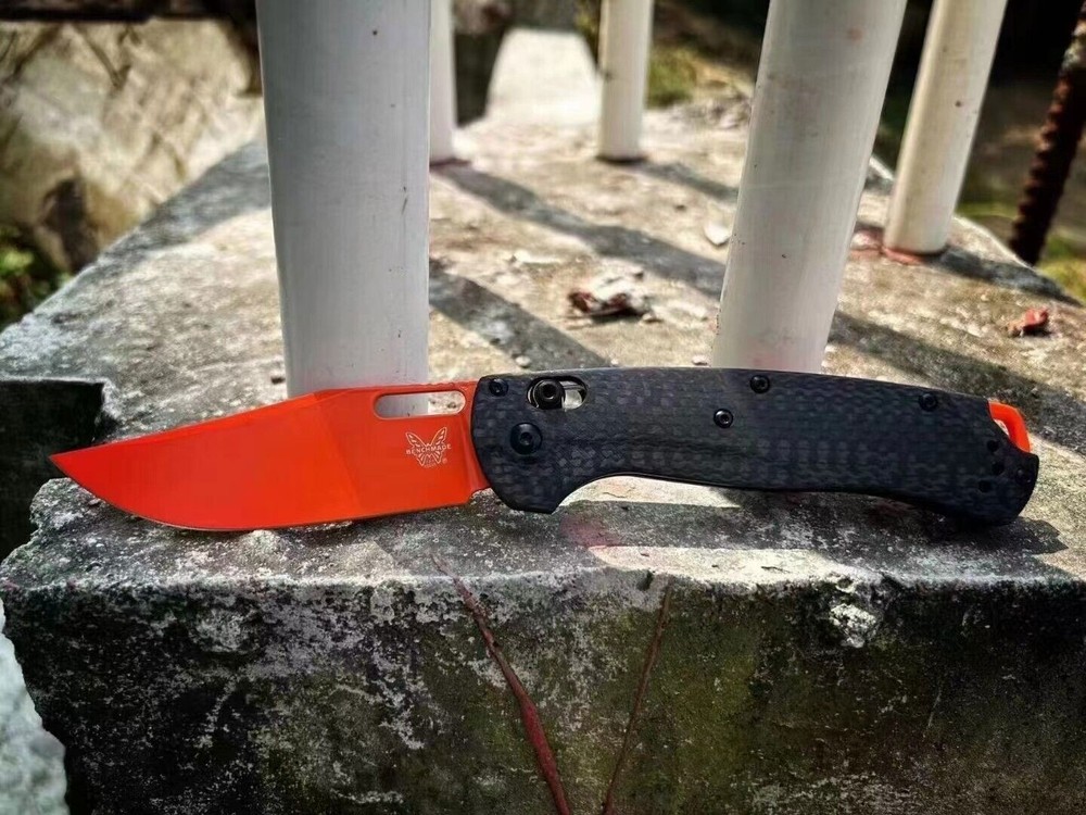 Pocket Knife Axis Lock Customized Edition Carbon Fiber Handle Orange Coat Blade