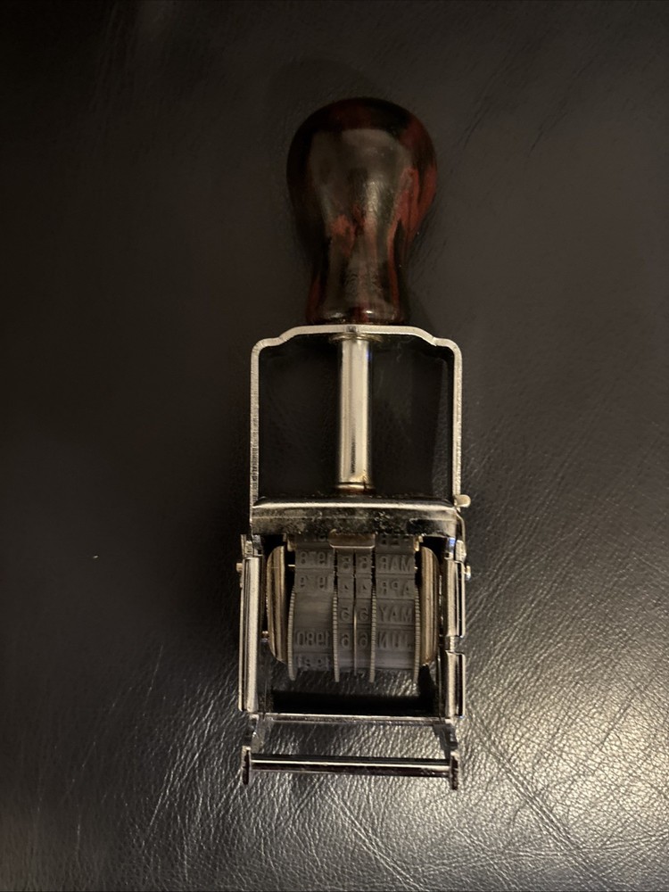 Vintage Triumph #121 Self Inker, In Box, Chrome, Wood Handle