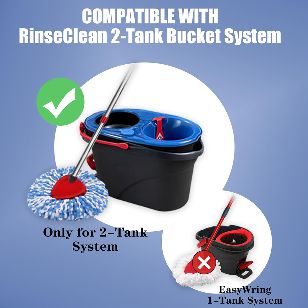 6 Pack Spin Mop Heads Replacements Compatible for O Ceda Rinseclean 2 Tank Syste