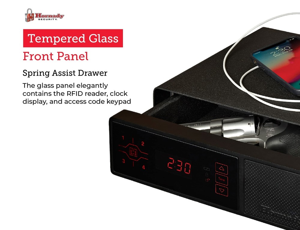 Hornady Rapid Safe Night Guard – Nightstand Gun Safe with RFID Reader, Clock,...