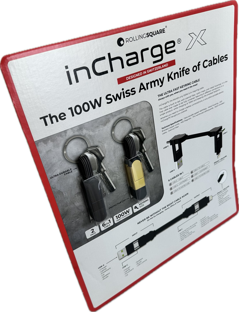 Rolling Square inChargeX 2Pack 100 Watt Swiss Army Knife Of Cables Key (New)